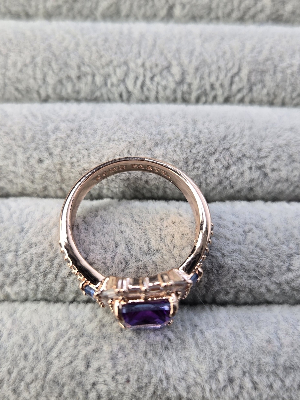 Size 7 Blue Purple Alexanderite Rose Gold Plated Bomb Party Ring - Picture 5 of 8